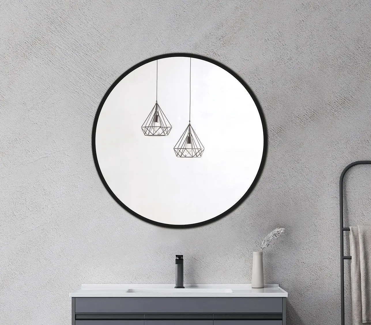 Aluminium Framed Round Mirror 900mm - Image 2