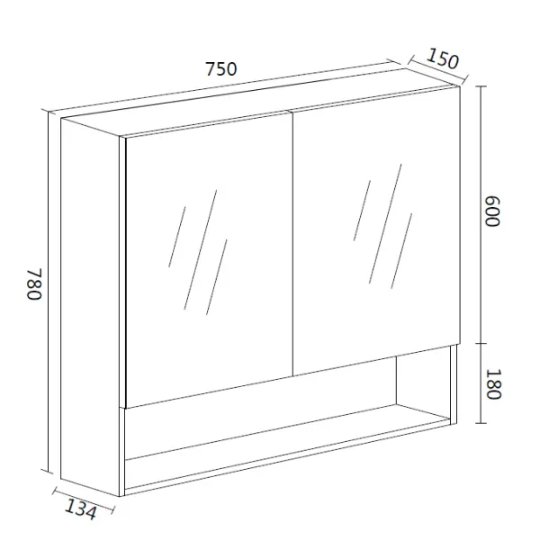 Woodgrain Shaving Cabinet with Shelf 750mm - Image 6