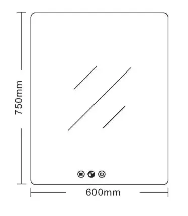 Luna LED Rectangular Mirror 600*750mm with Adjustable LED Lighting - Image 2