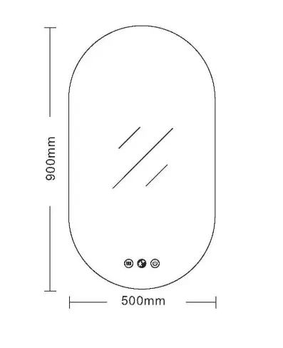 Luna LED Oval Mirror 500*900mm with Adjustable LED Lighting - Image 3