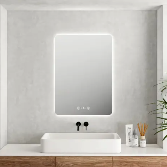Luna LED Rectangular Mirror 600*750mm with Adjustable LED Lighting