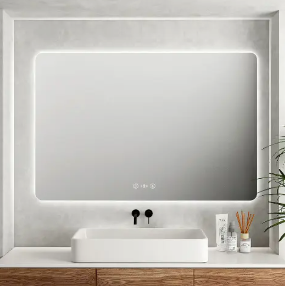 Luna LED Rectangular Mirror 900*750mm with Adjustable LED Lighting