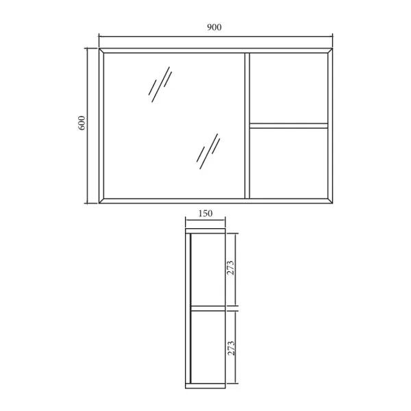 MIDI Series 90cm Mirror with Shelf - Colour choices Northen Alda or Costa Oak - Image 8