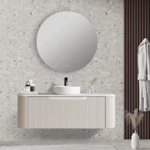 Rome Fluted 1200mm Wall-hung Cabinet with White Quartz stone top