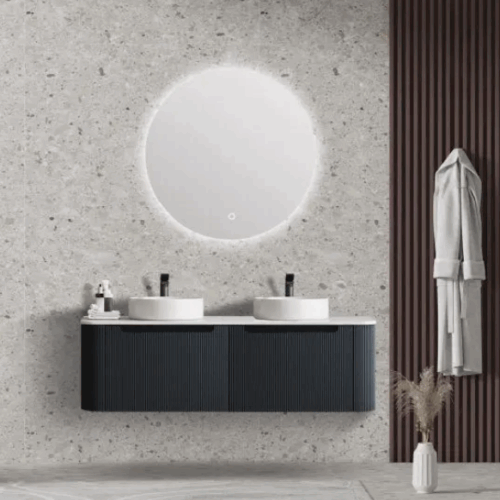 Rome Fluted 1500mm Wall-hung Cabinet with White Quartz stone top