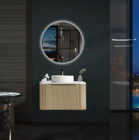 Rome Fluted 750mm Wall Hung Cabinet with White Quartz stone top