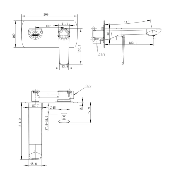 Esperia Wall Mixer with Spout - Image 8
